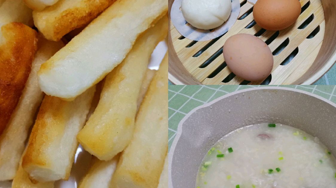 6点起来做早餐,瘦肉粥鸡蛋和脆皮年糕,吃好吃饱一天元气满满