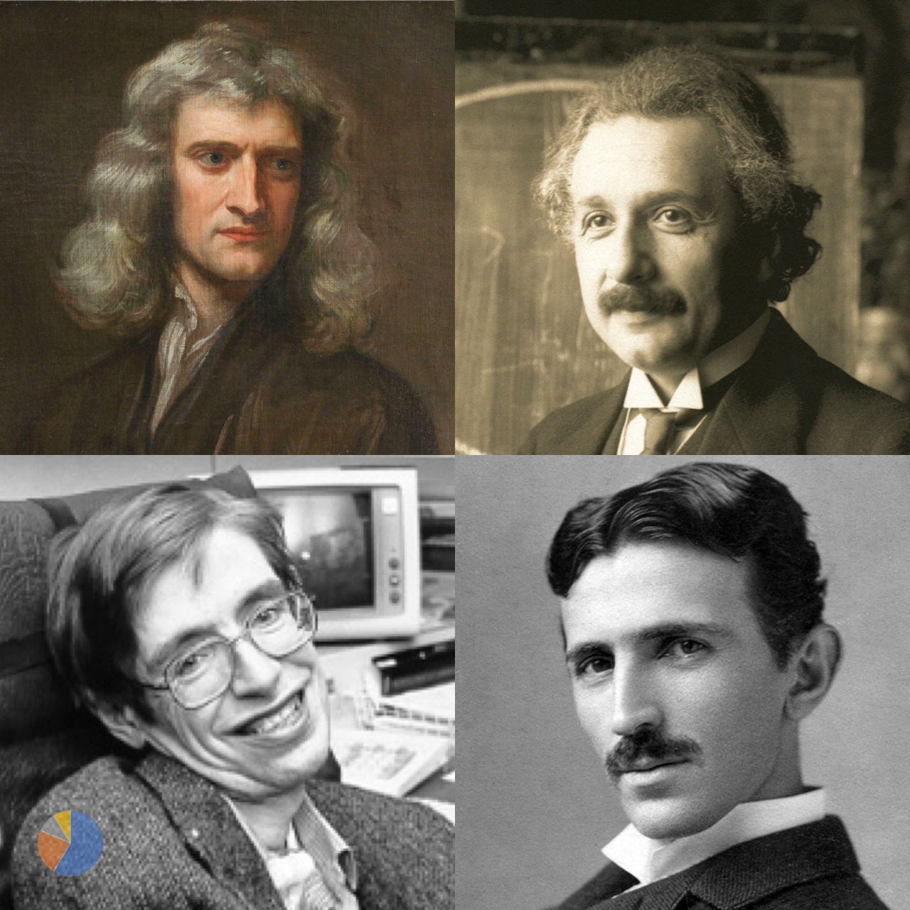 牛顿,爱因斯坦,霍金,特斯拉