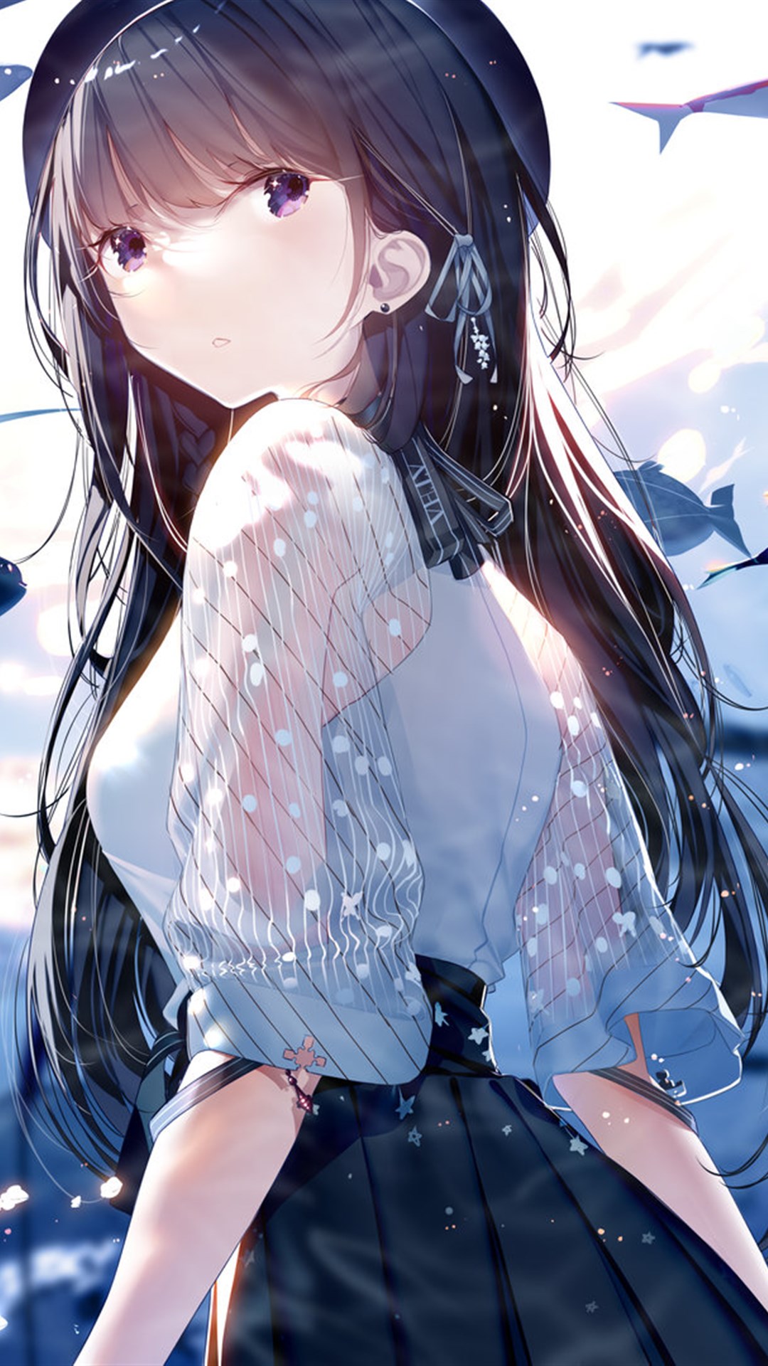 蓝色系少女插画,蓝色总是给人忧郁的感觉,有种清新又独特的美感