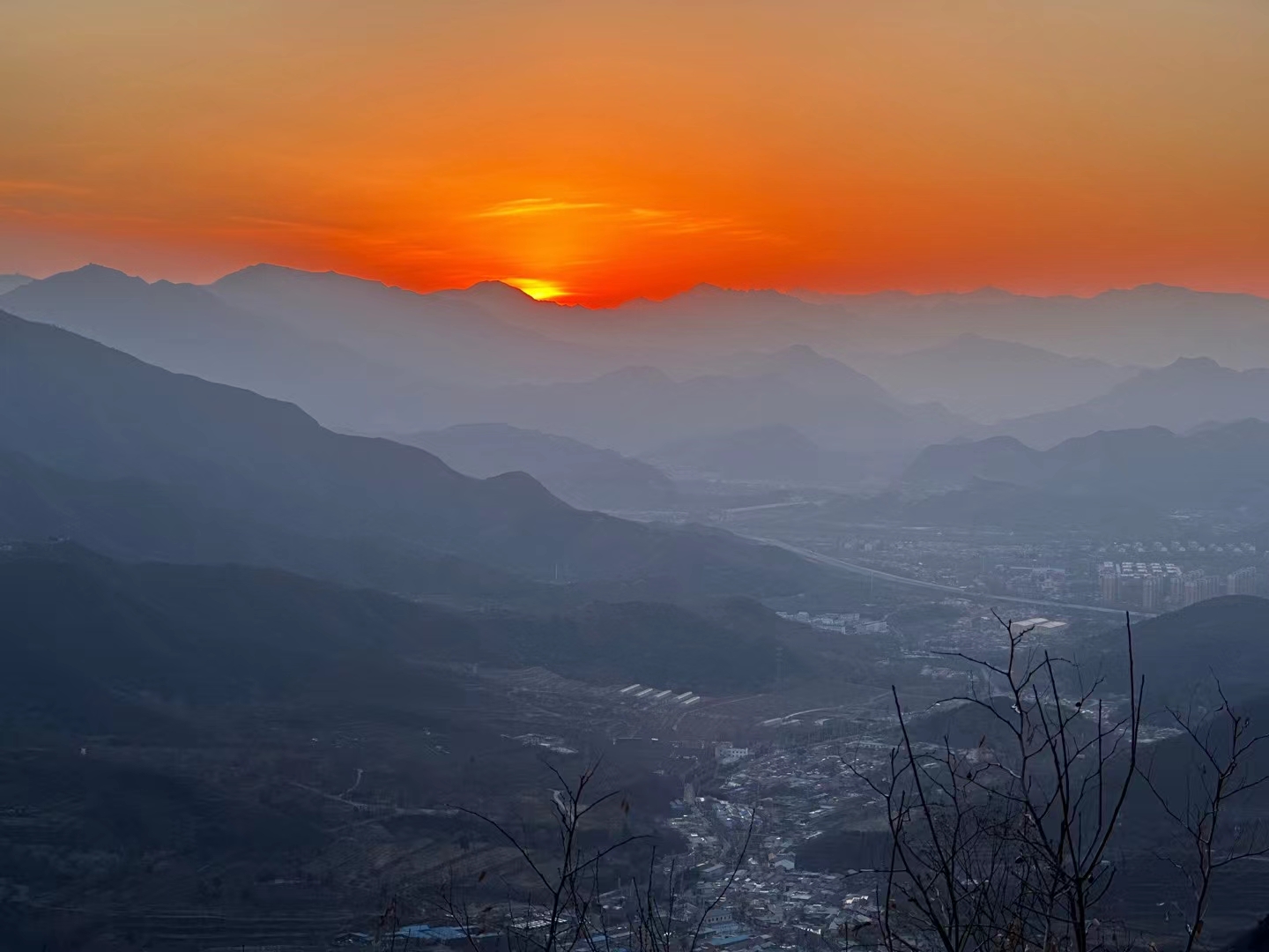 北京晚霞 西山图片