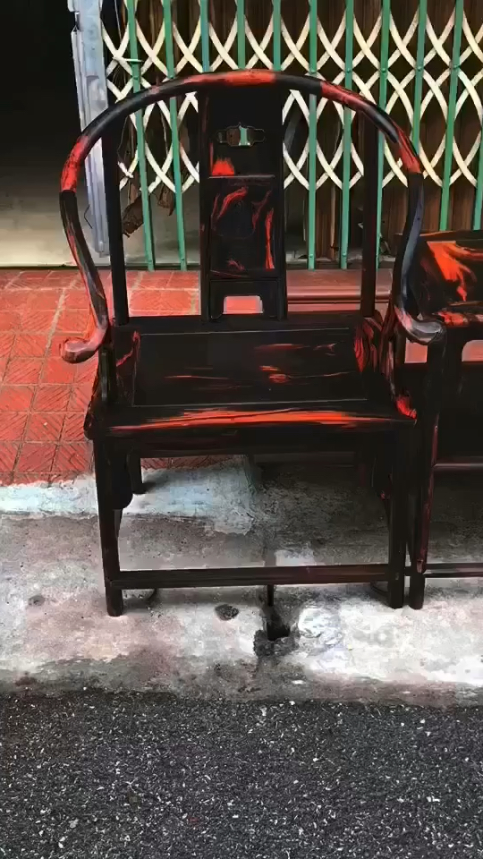 大红酸枝黑飘红木安思远圈椅独板三件套