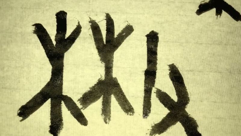 对外汉语篆书书法汉字教学会意字“散”字的古文字字形,文化,艺术,好看视频