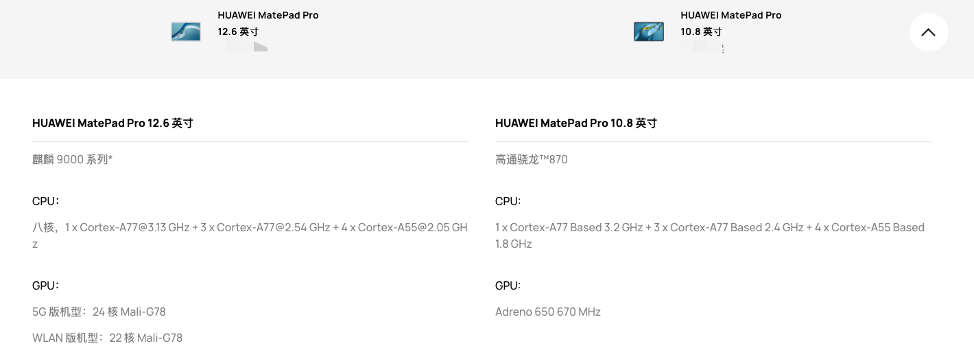 华为matepadpro10.8和12.6的区别?