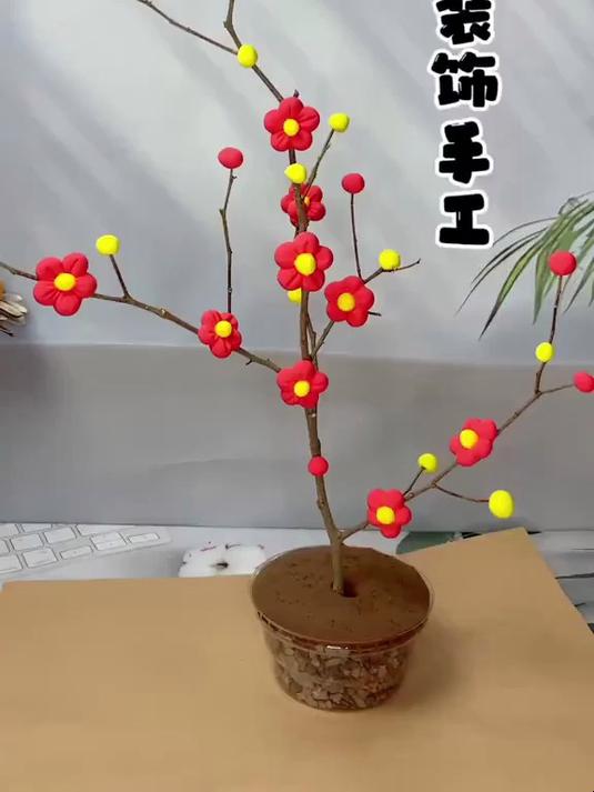 干树枝手工制作梅花树图片