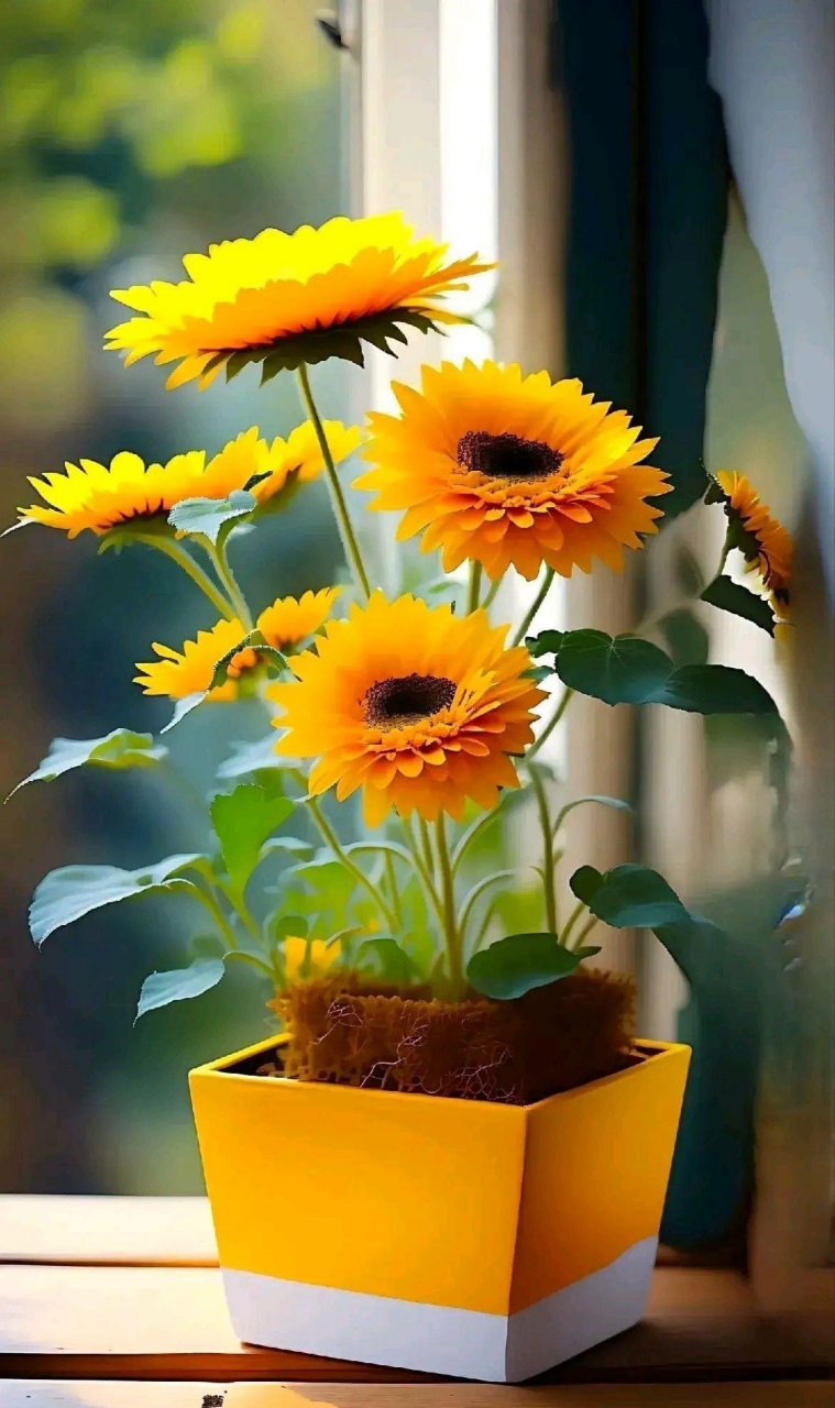 分享美花:小盆景向日葵的微笑