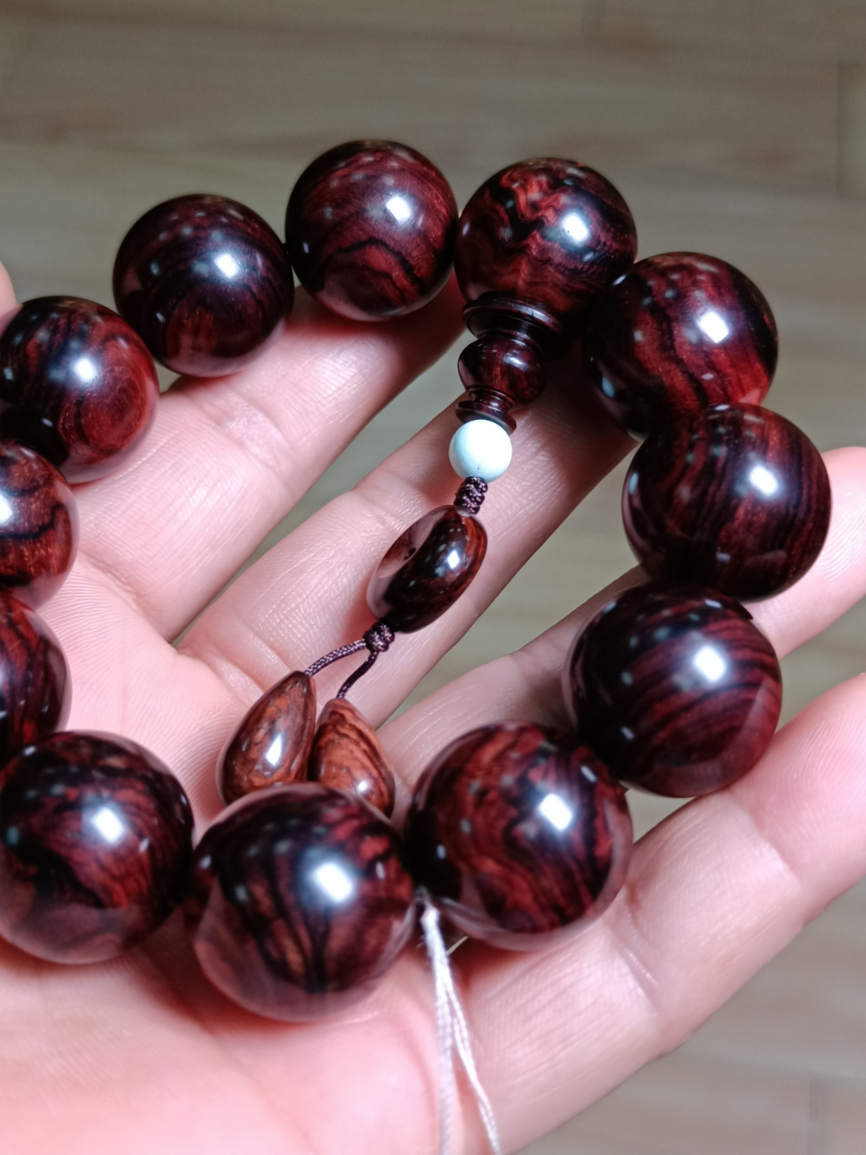 海南黄花梨西部紫油梨2.0水波纹手串