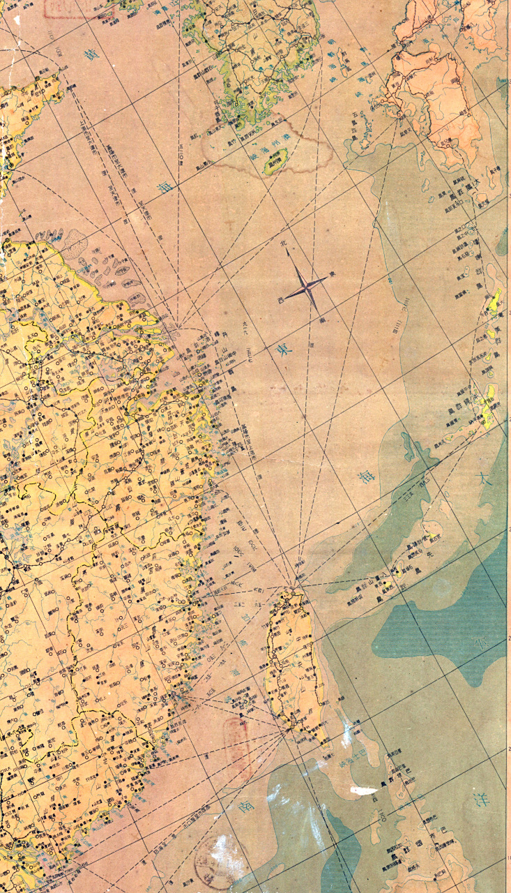 一张老地图中的琉球.  这是1955年台湾出版的《沿海形势图》.