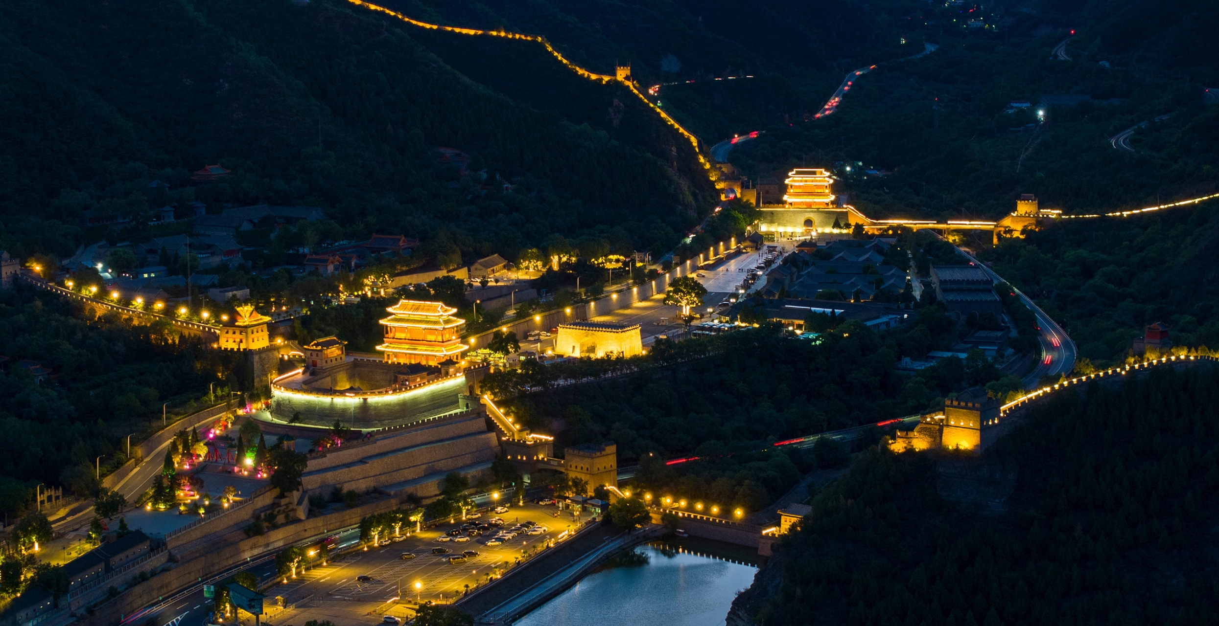 北京昌平居庸关长城夜景,长城夜色光影