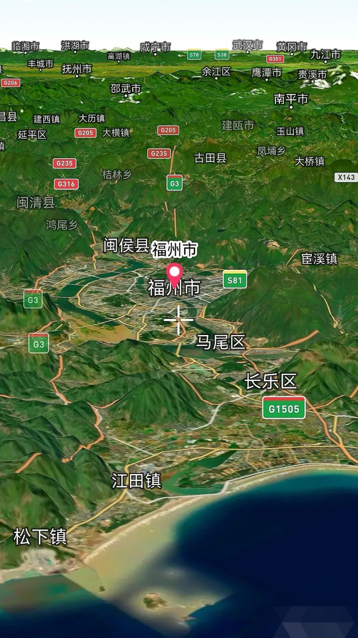 福建福州盆地构造,比平面地图生动,像是避风场所.