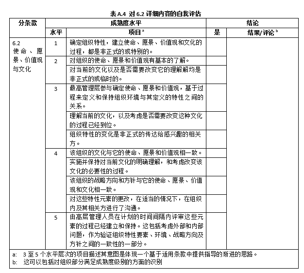 iso9004成熟度评估之