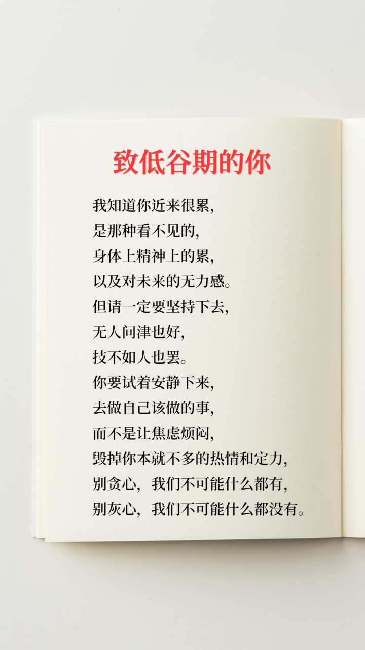 我知道你近来很累,  是那种看不见的,  身体上精神上的累,  以及对
