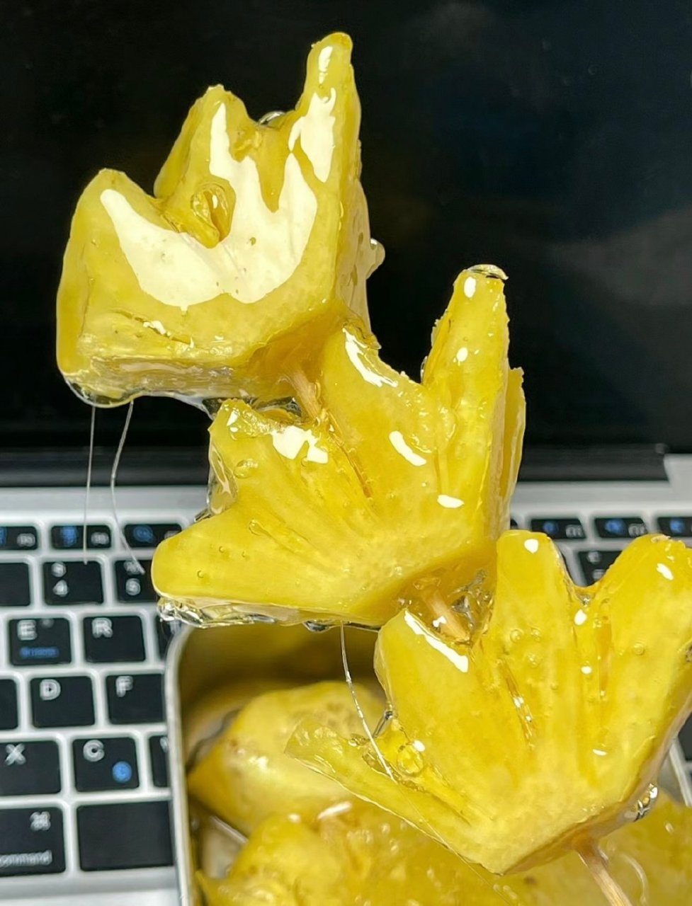 今天,我自己制作了美味的菠萝糖葫芦.