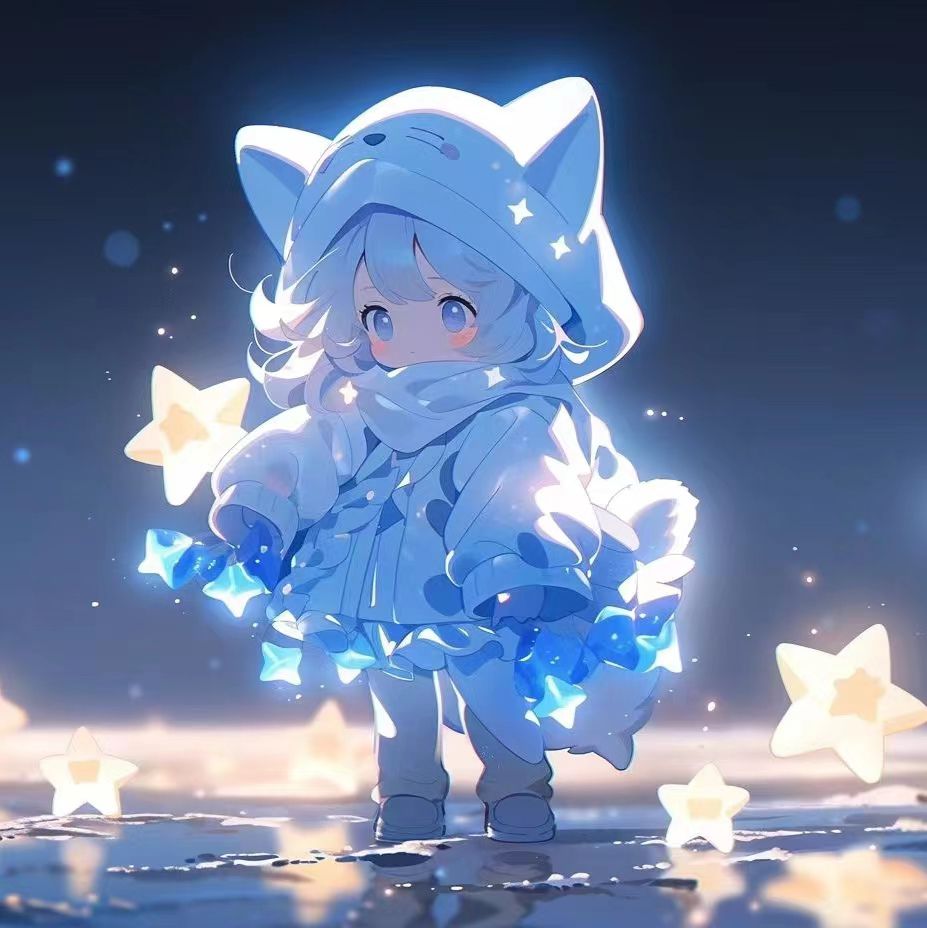 二次元头像/星星女生海边头像/超可爱的发光头像/海边星星发光头像