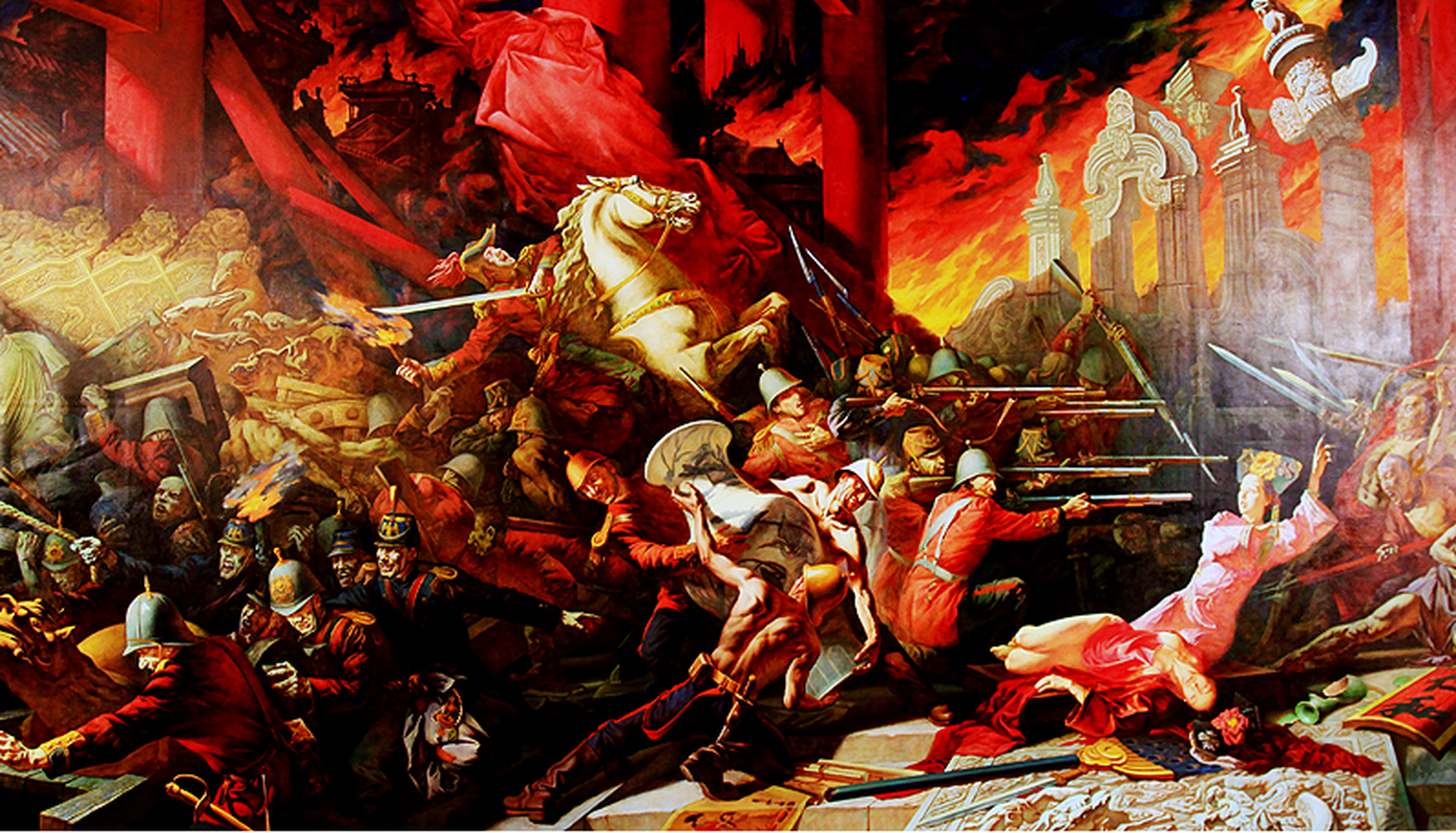 火烧圆明园在狭义上指焚烧圆明园,广义概念焚烧范围不仅只是圆明园一