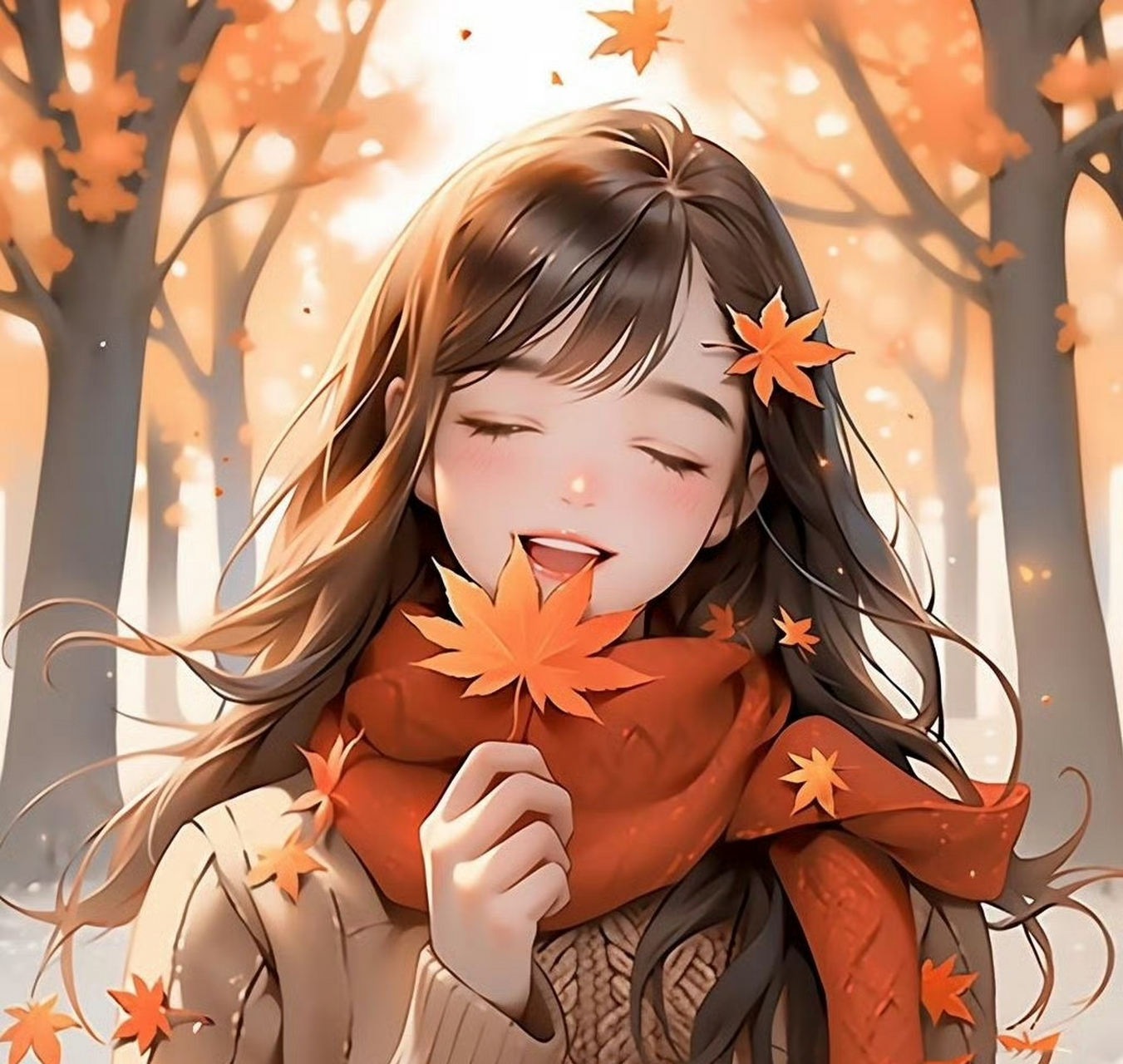 温馨系枫叶女生头像壁纸93 #上京东app搜索苹果上新