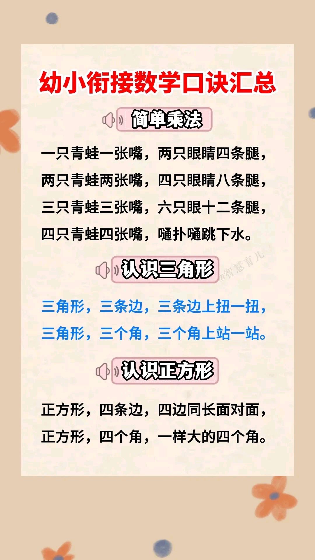 凑十法,十的加法,退位减法,20以内的退位减法,认识图形的口诀,记住这