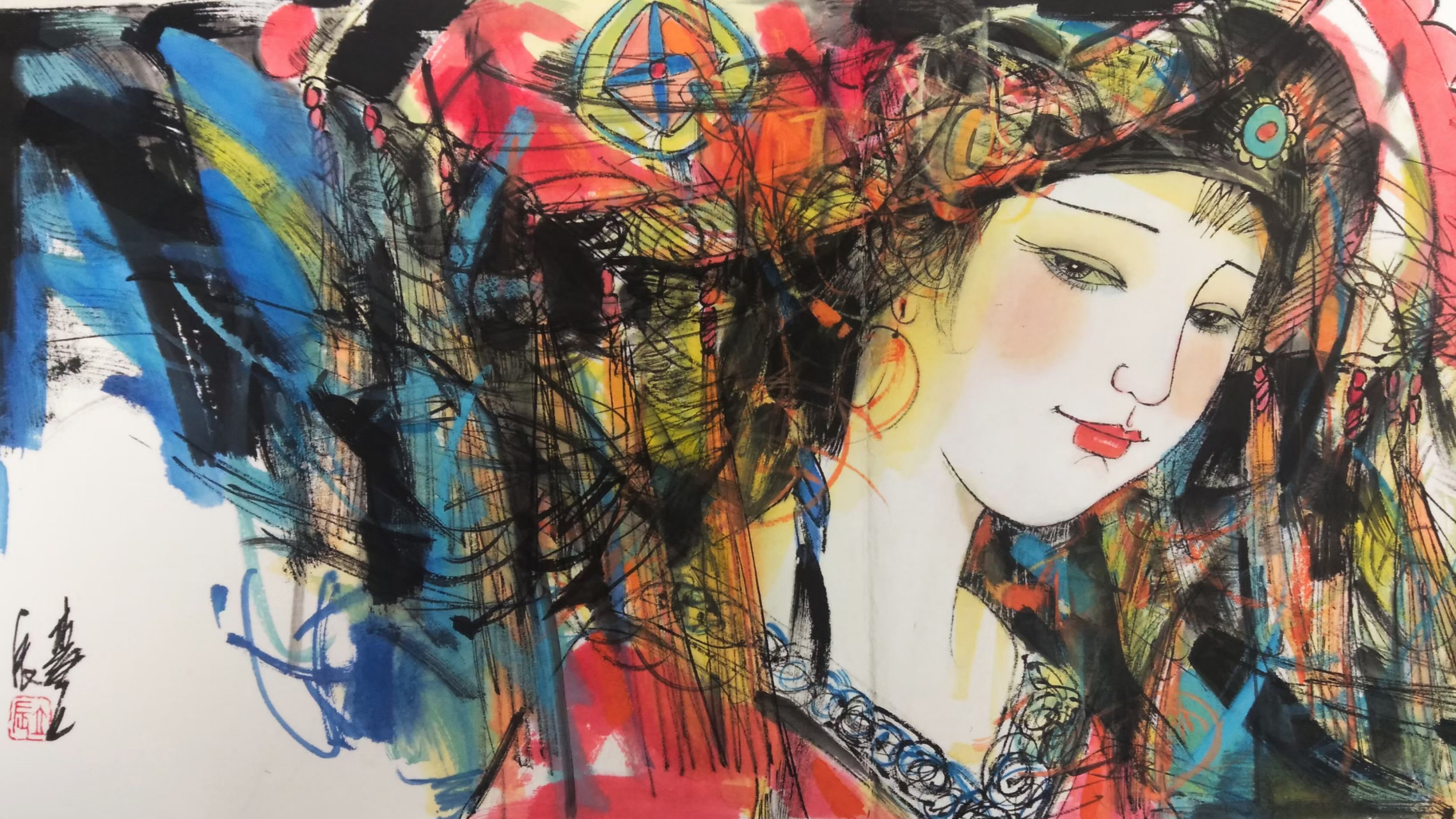 李立辰人物画刻画的淋漓尽致,眉目传神.