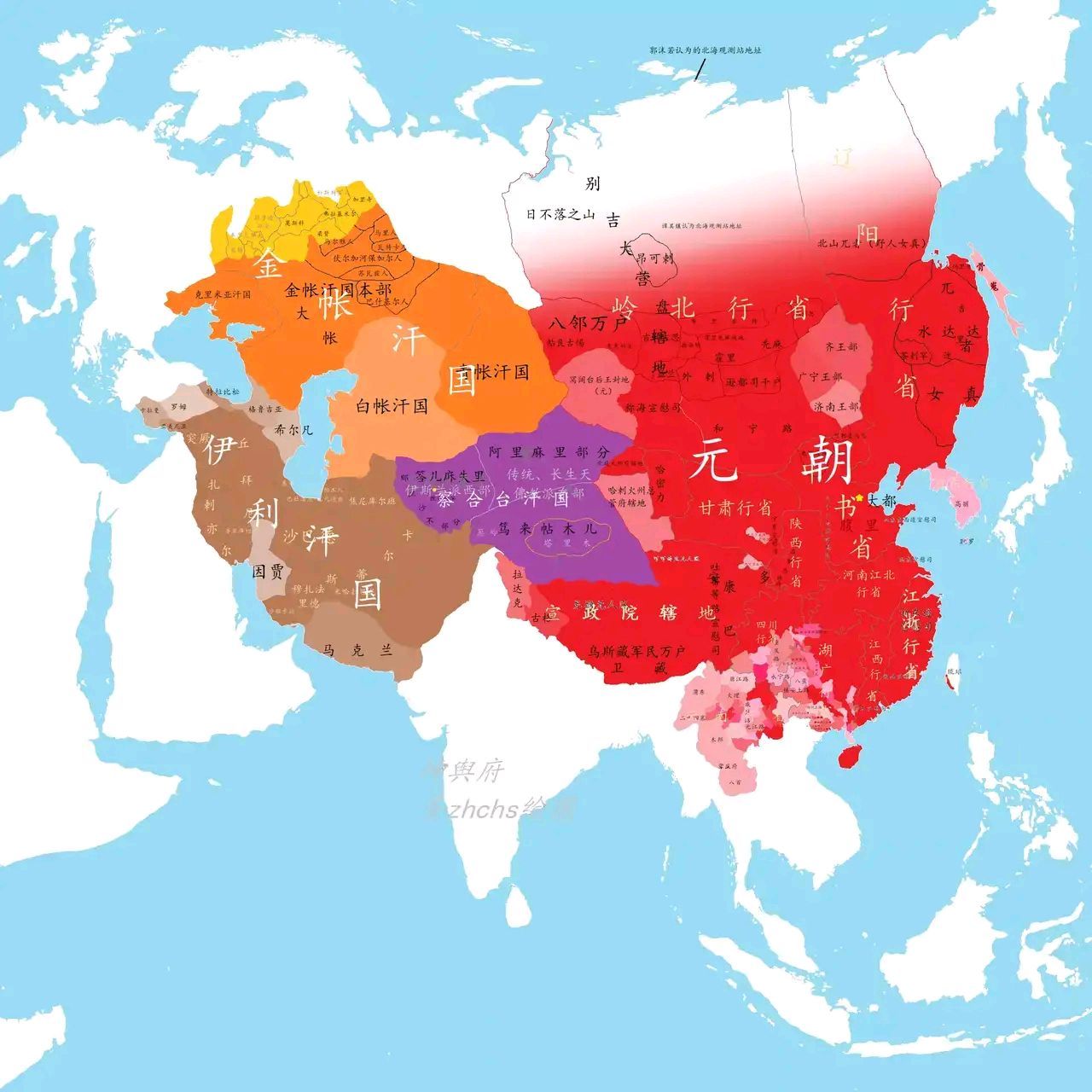 蒙古帝国最大时版图图片