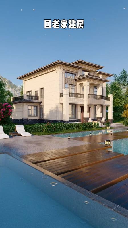 新中式二层半别墅设计图纸,占地180平,开间15米进深13米6,带独立柴火