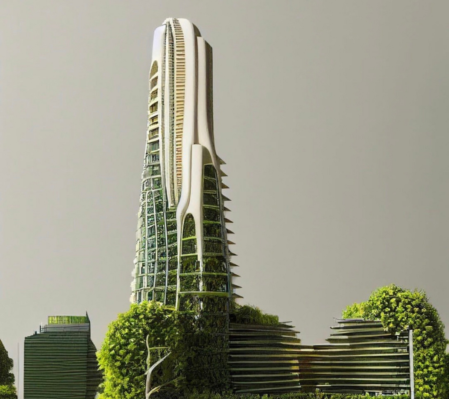 清华大学ai设计团建立的未来高层建筑模型 