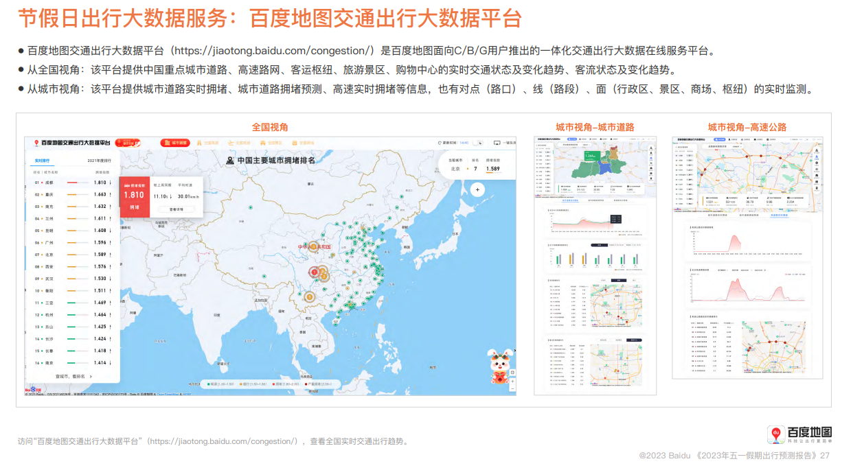 百度地圖2023五一假期出行預測報告