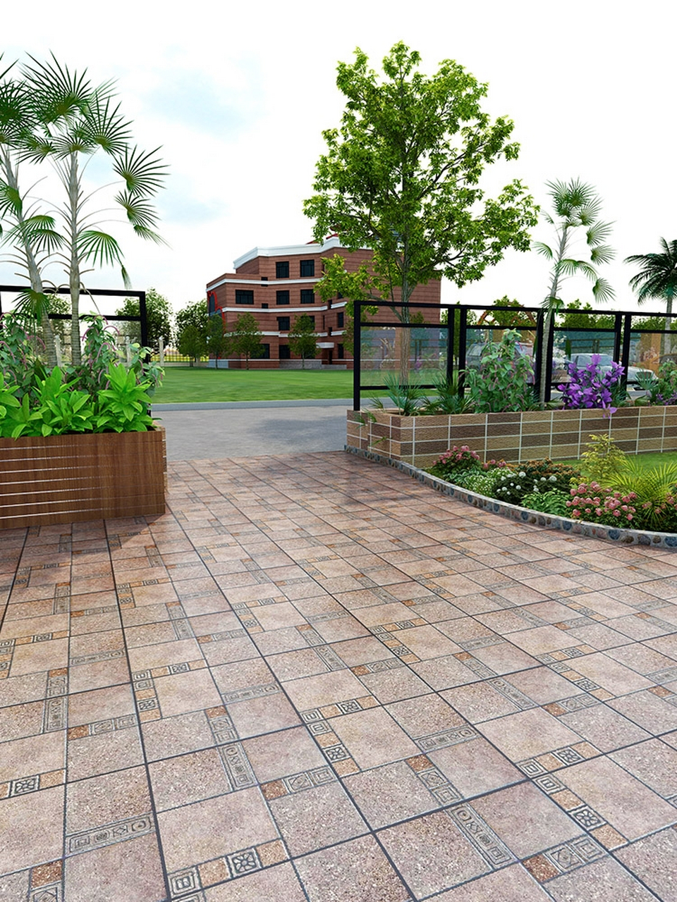 户外庭院地砖自建房别墅室外瓷砖 小院子花园露台天台400x400防滑瓷砖