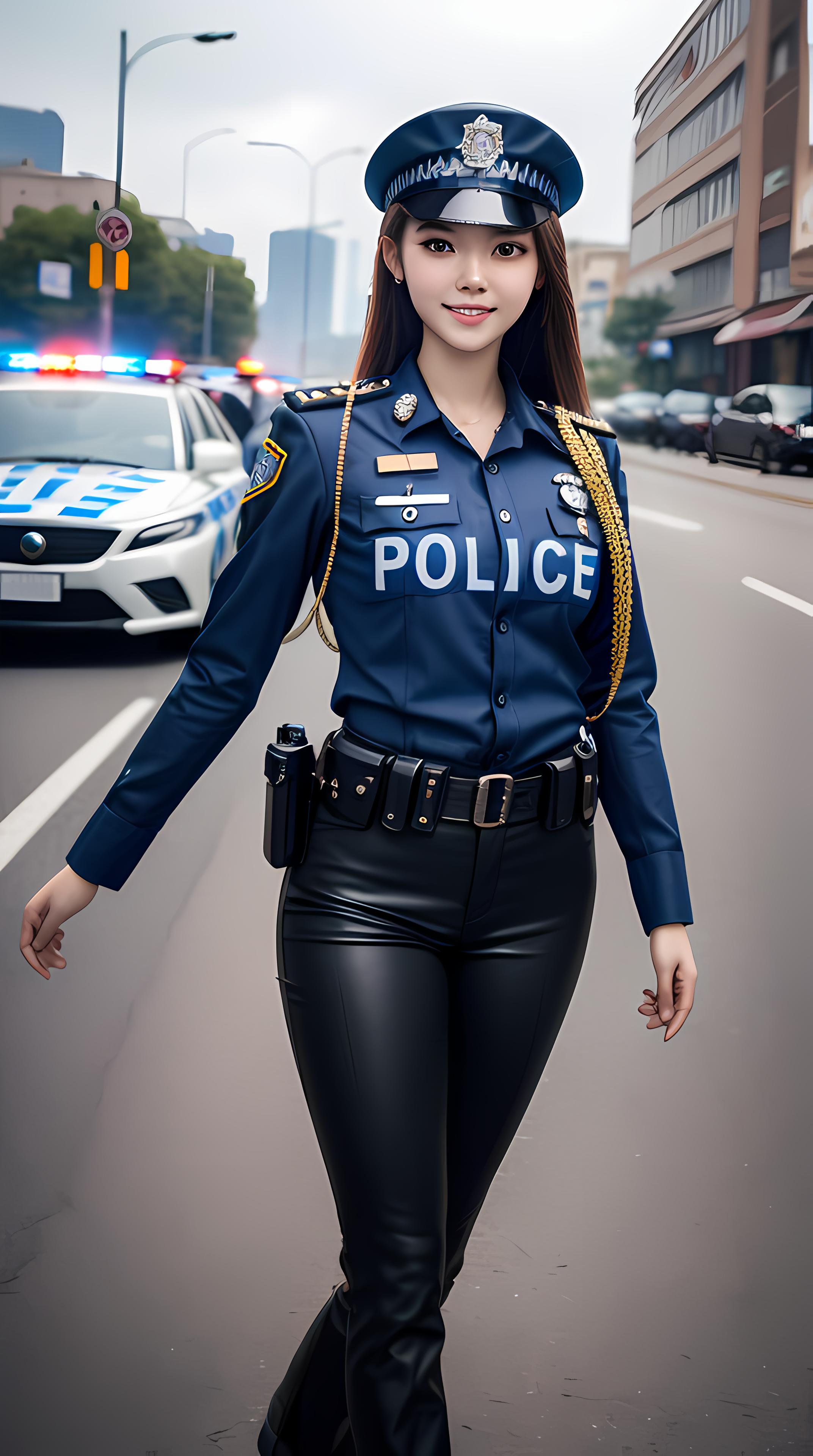 ai美女——夏日清凉,警察小姐姐