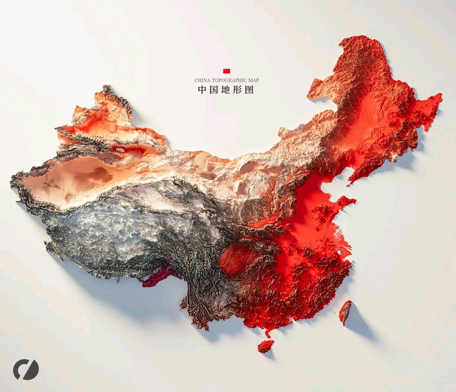 换个颜色看中国地形.#3d地图