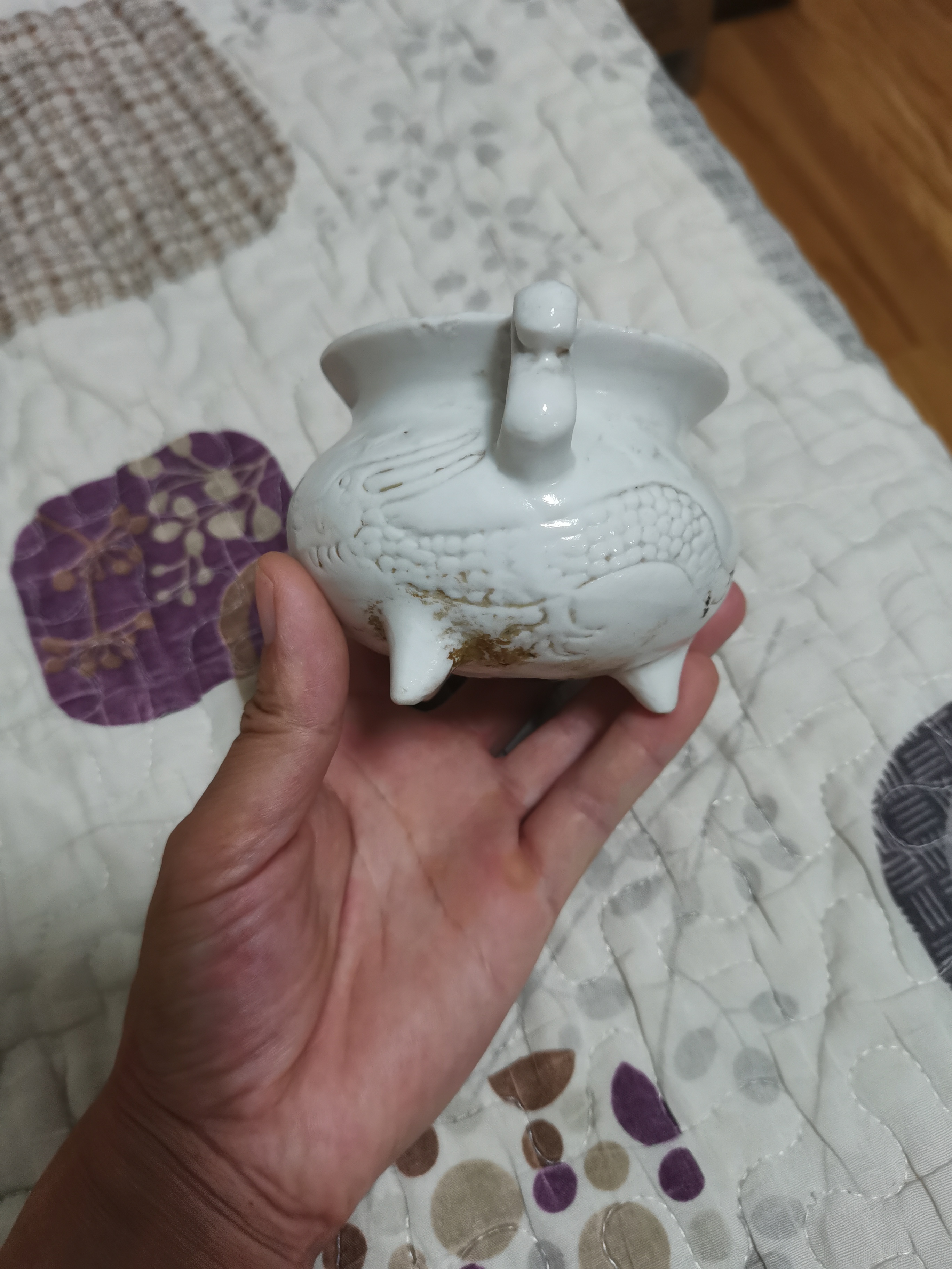 清末民初德化窑双龙白瓷香炉