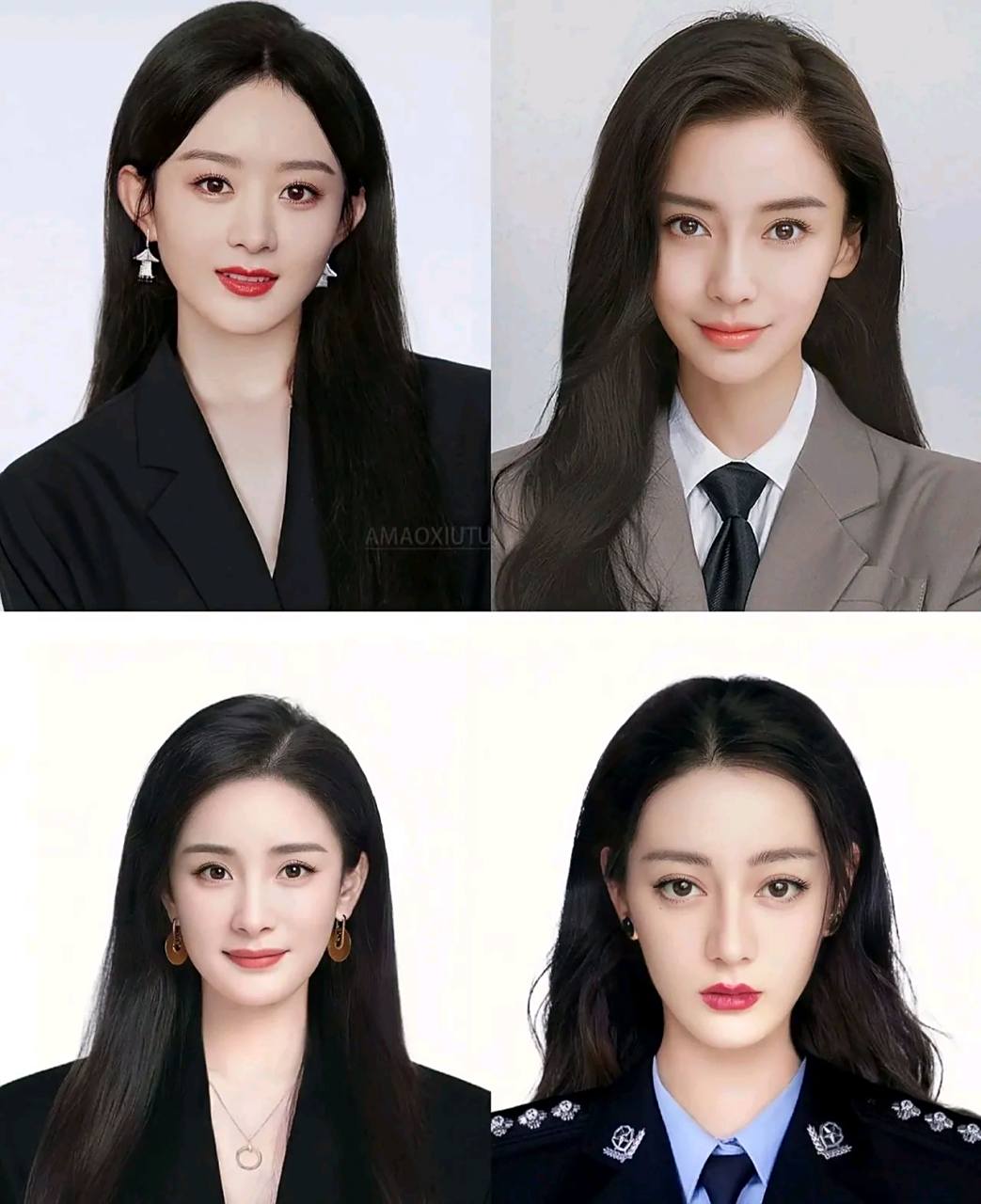 证件照四选一,你选谁[吃瓜]  我还是觉得angelababy比较好看,虽然演技