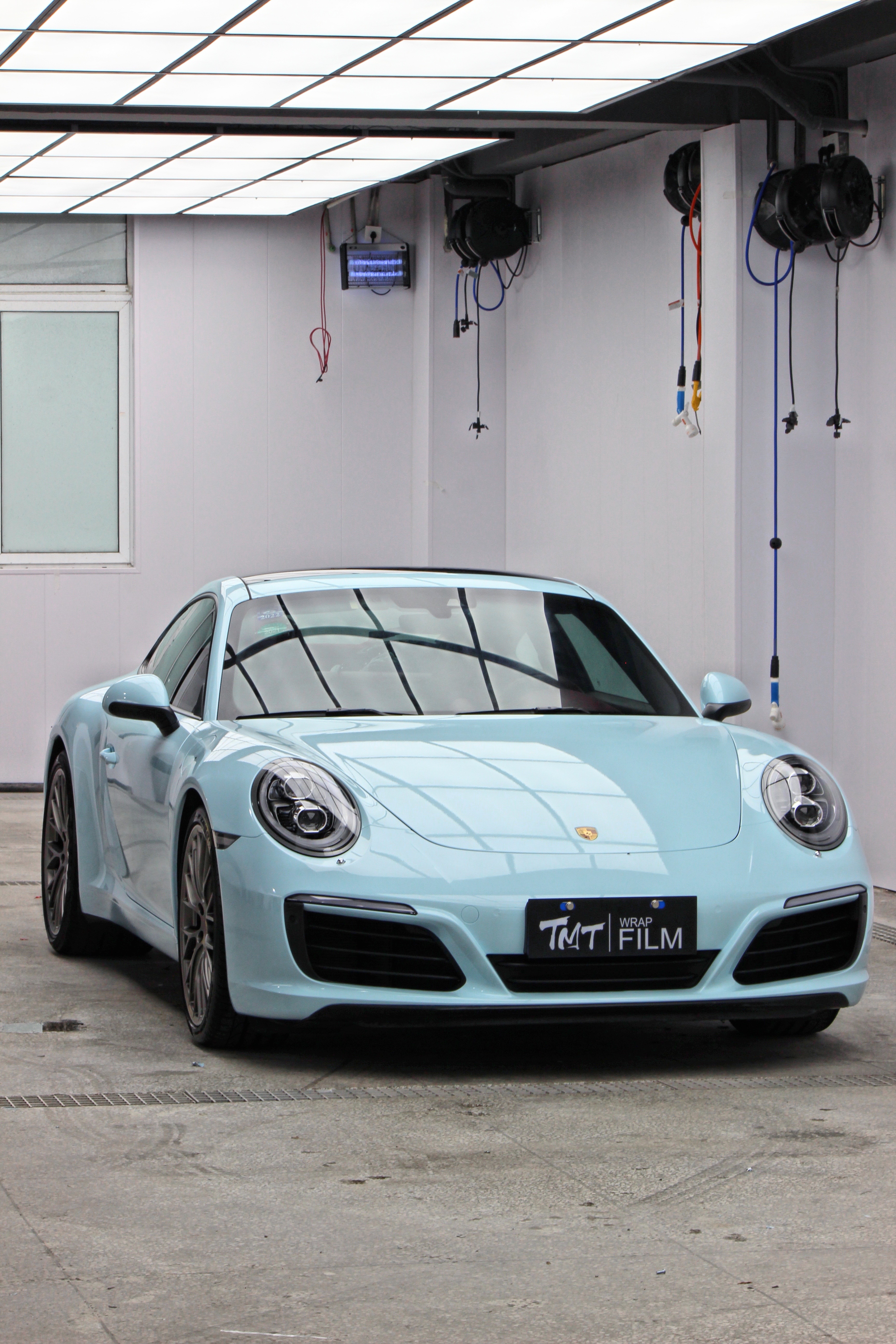保时捷911,tmt改色膜babyblue装贴案例