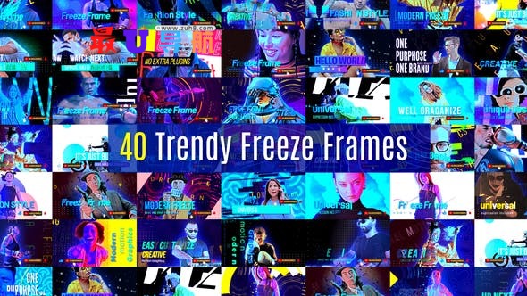 AE模板-40种人物冻结定格静帧时尚图形设计展示动画 Trendy Freeze Frame
