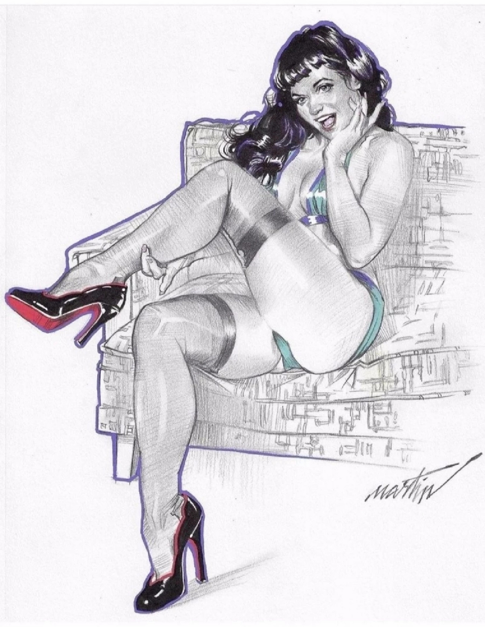 速写★女郎美人 艺术家james martin所创作的光影素描,素描的光感很