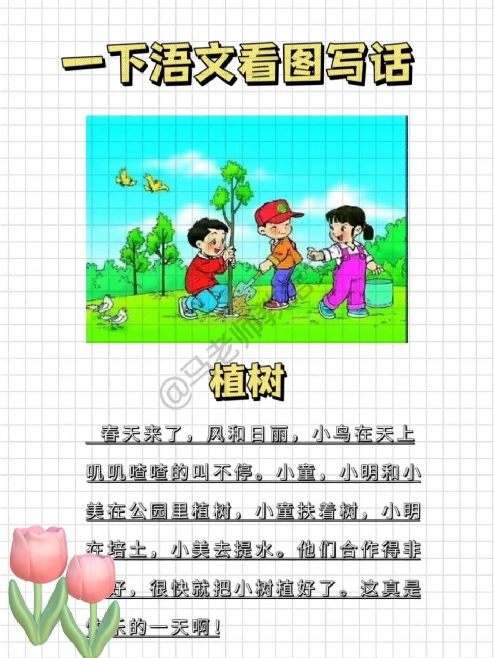 一年級語文下冊《植樹》看圖寫話精彩範文