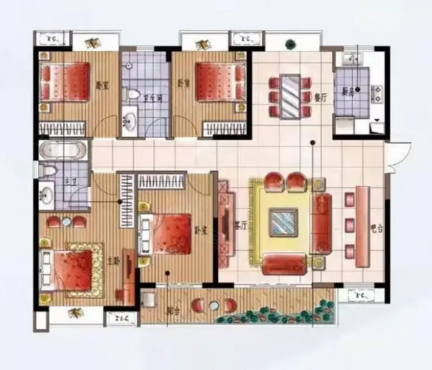 这可能是很多人理想中的完美户型,大横厅相当美丽