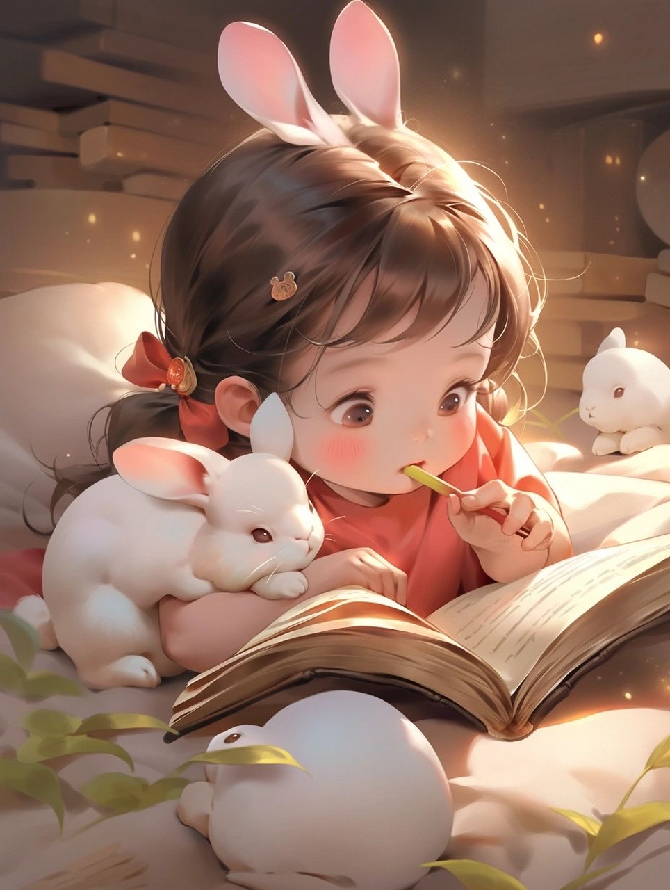 超级可爱的兔兔小女孩[心]#可爱# #头像# #治愈