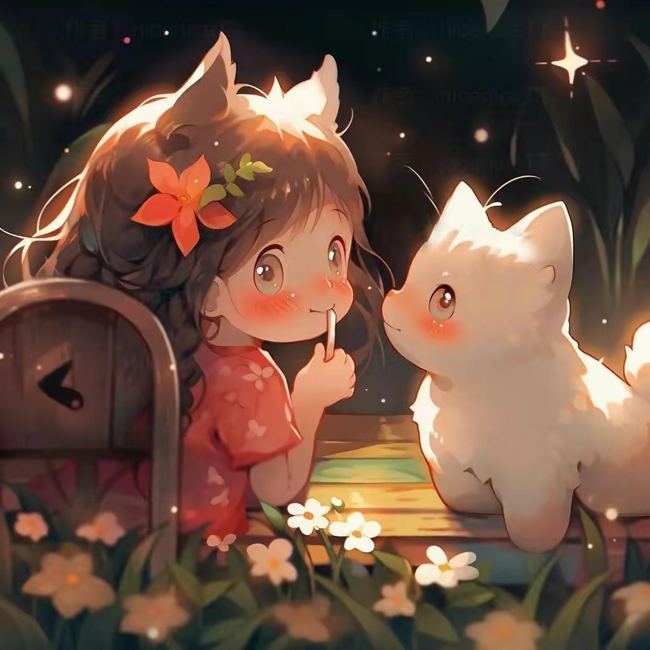 可爱治愈头像:小公主和猫咪,陪伴是最长情的好白#乐享周末分享吧