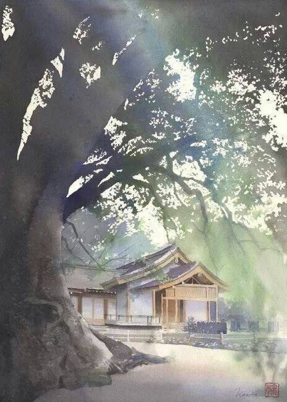 日本画家 kanta harusaki 水彩风景 ​​​ #绘画欣赏