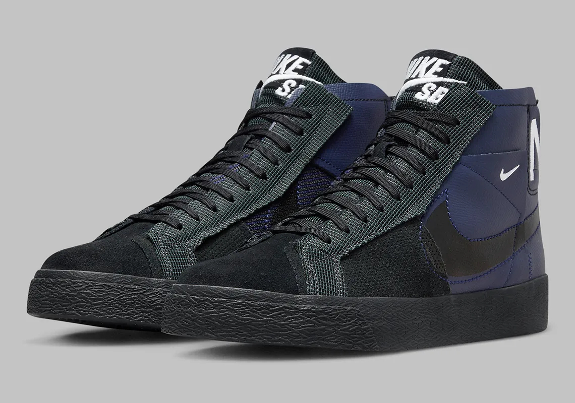 另一款"解构"nike sb blazer mid 出现黑色和海军蓝配色