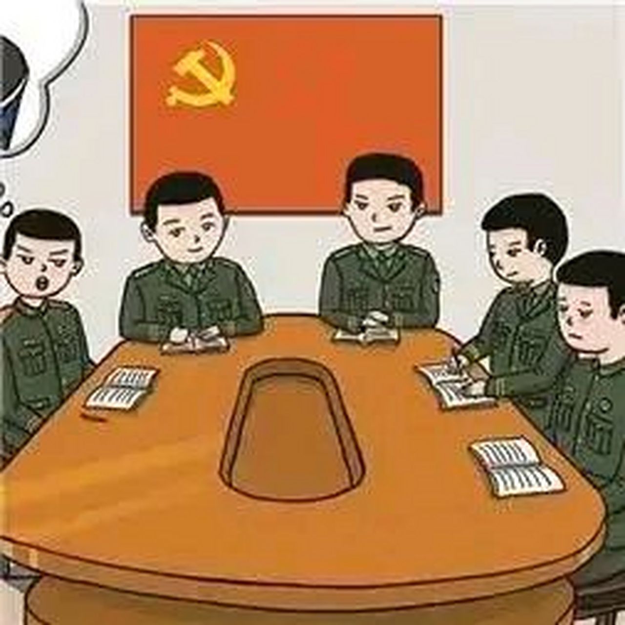 战友有一次出公差,领导们开会,把他叫去负责端茶倒水.