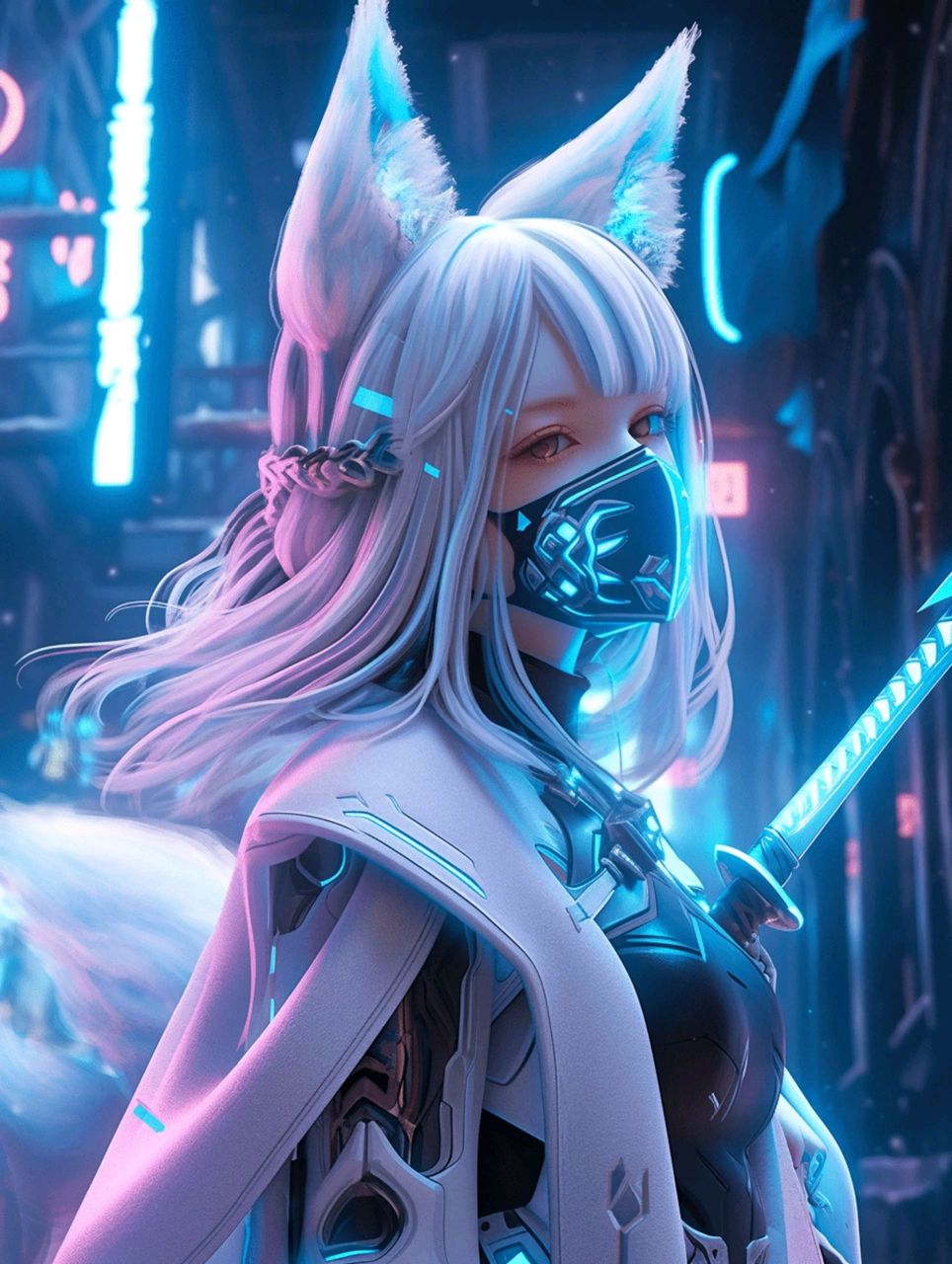 机甲少女-蓝狐武士 #ai绘画