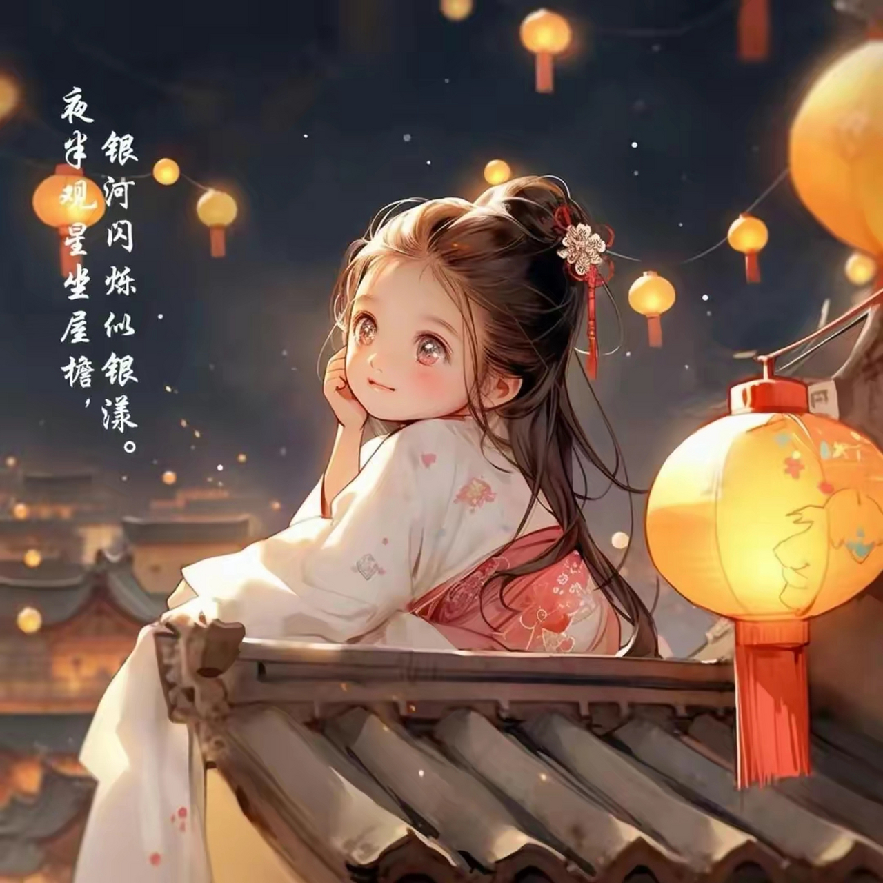坐在屋顶上的女孩