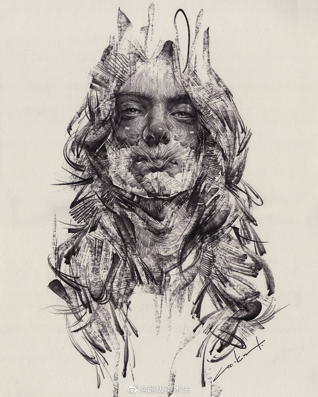 非凡表现力的素描头像,作者真的太强了