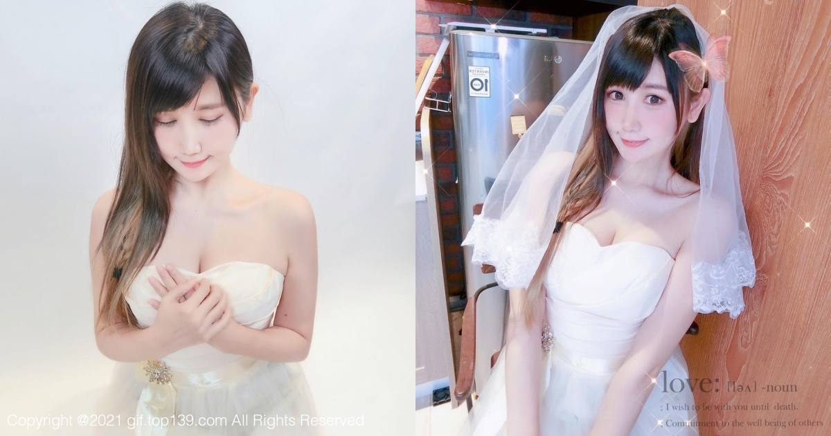 脸蛋甜美的电玩coser「四月桐宝宝」 婚纱造型网友好想娶！