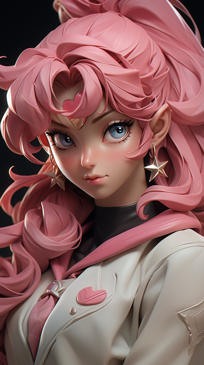 「ai绘画」3d风格粉发少女