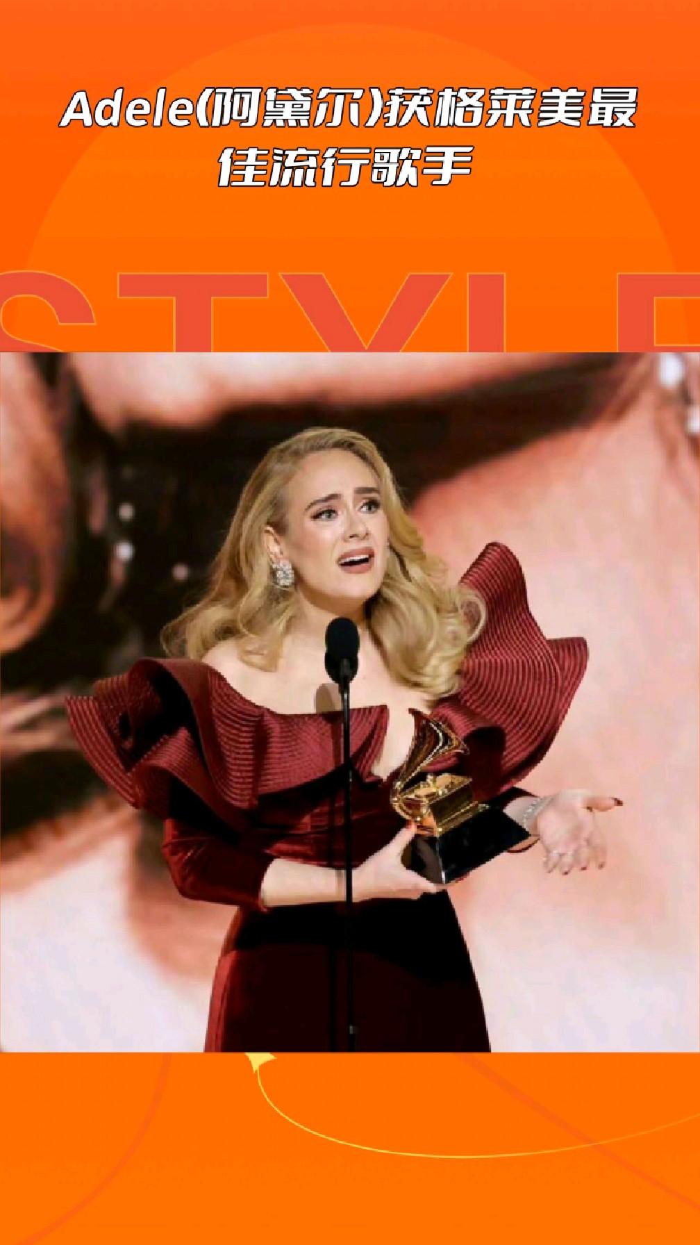 adele(阿黛尔)获格莱美最佳流行歌手 !-度小视