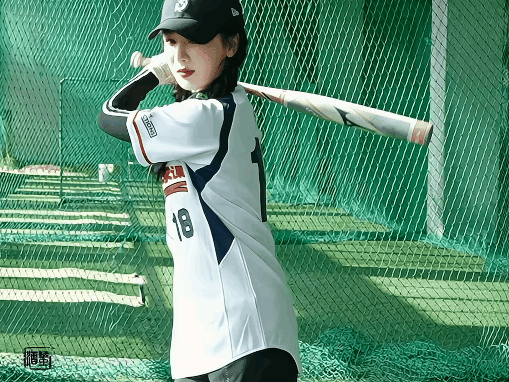 杨紫,第一次打棒球,有点害怕被打,又渴望接到球的表情动作好可爱!