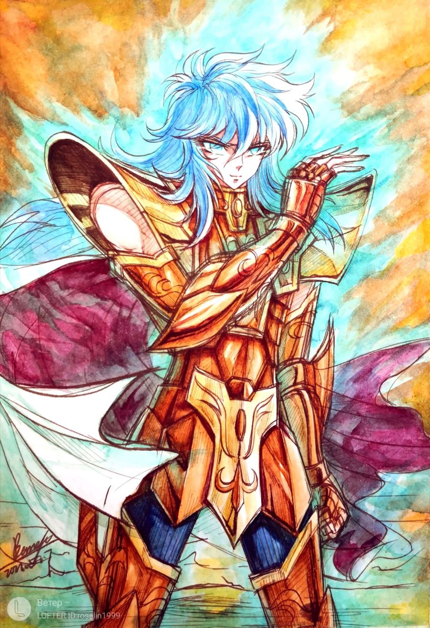 圣斗士星矢:海皇波塞冬与海斗士手绘插画欣赏.