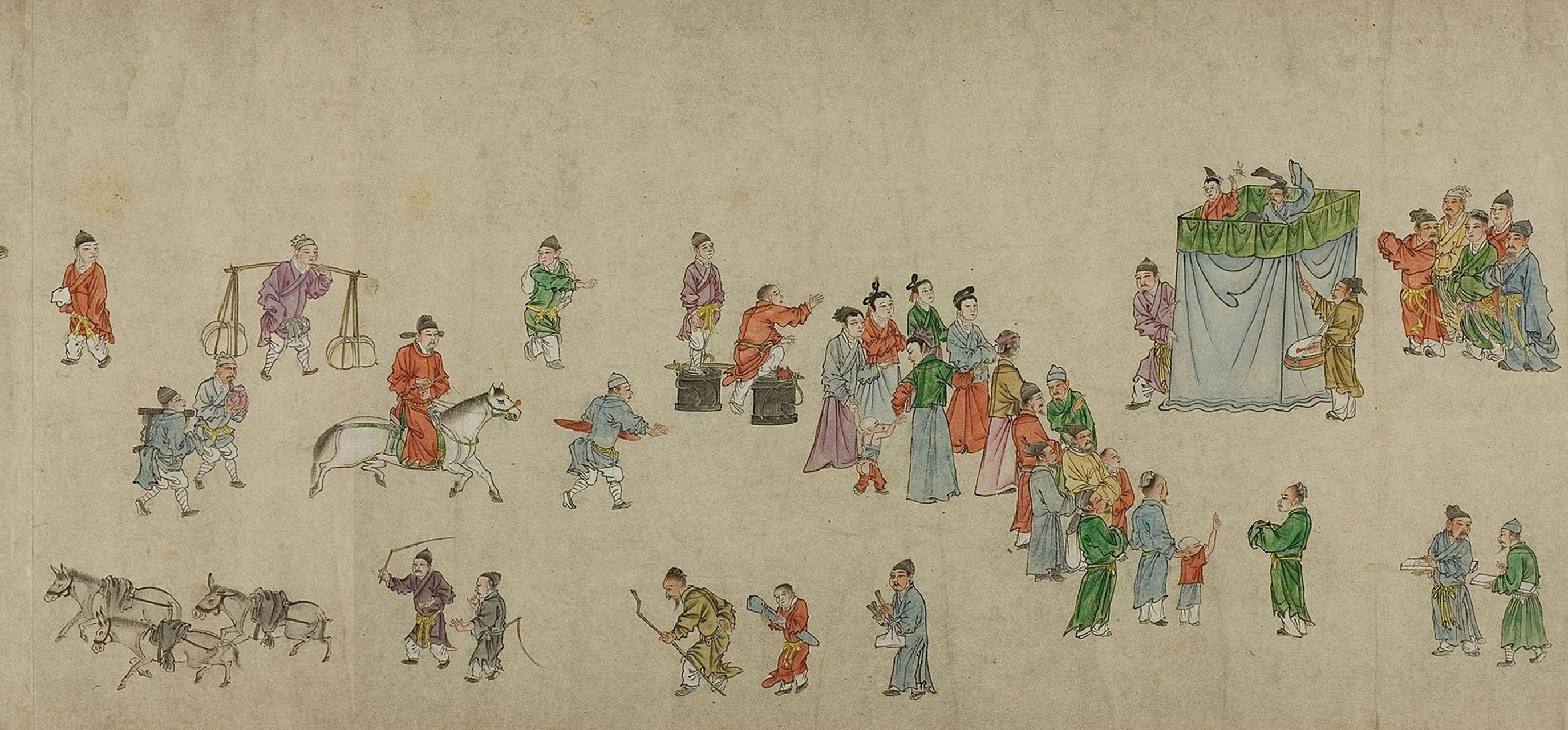 元 朱玉《太平风会图》 纵26厘米 横790厘米  美国芝加哥艺术博物馆藏