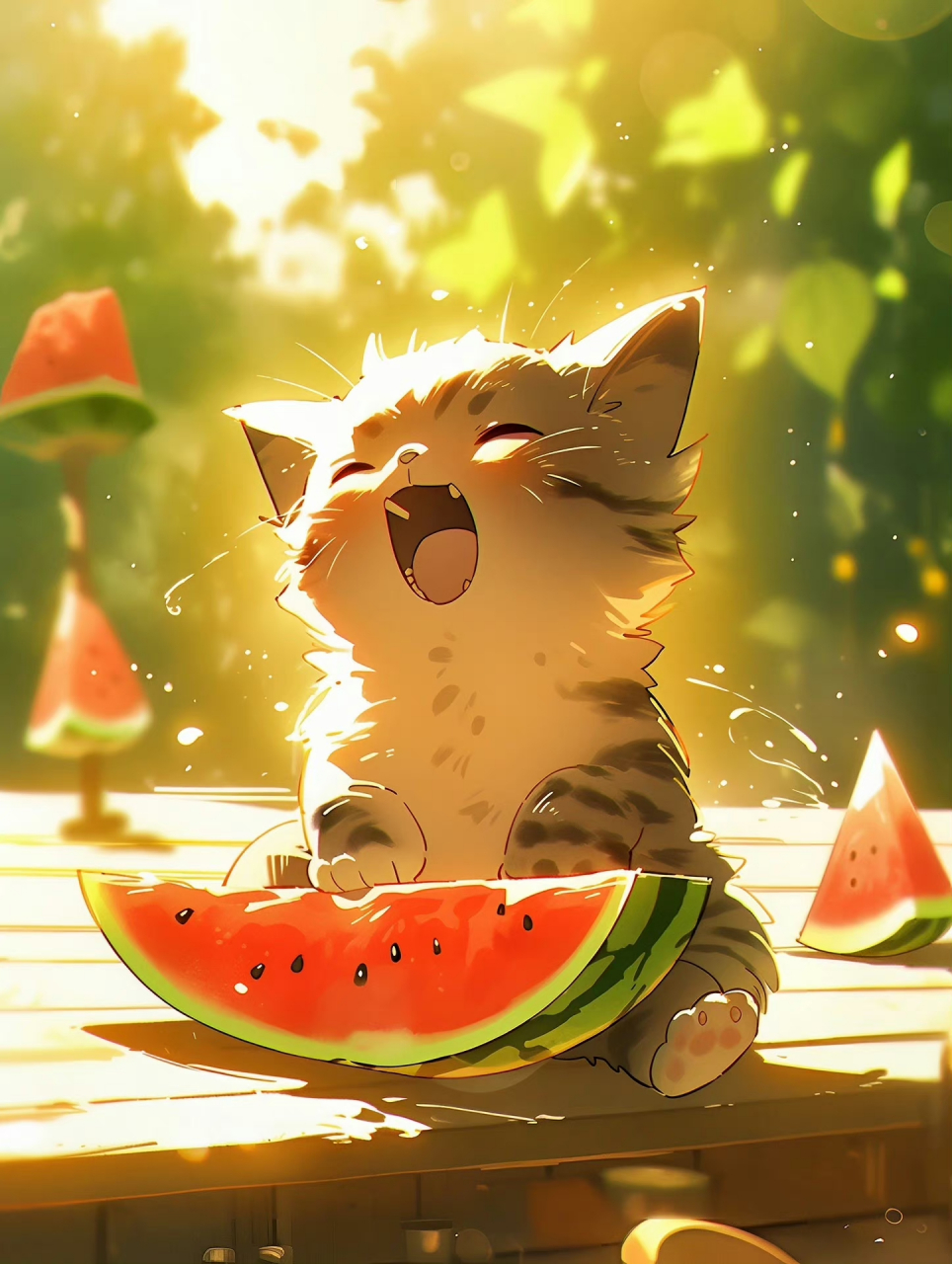 吃西瓜的小猫咪[期待]#动漫